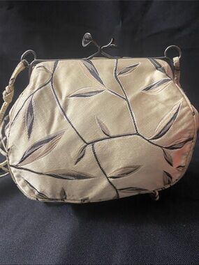 Prada Linea Rossa Cream Leaf-Embroidered Evening bag